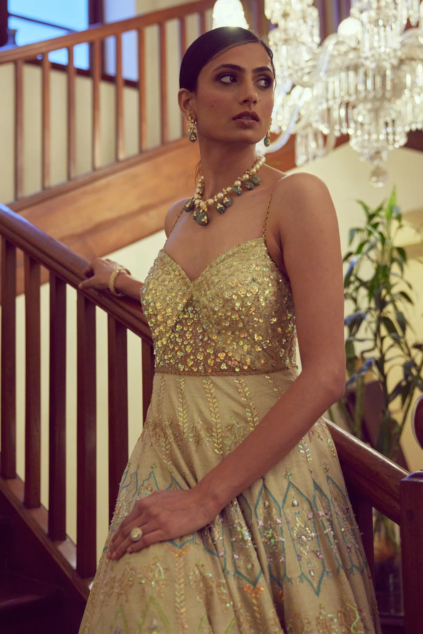 Ajooni Dress with Sheer Cape