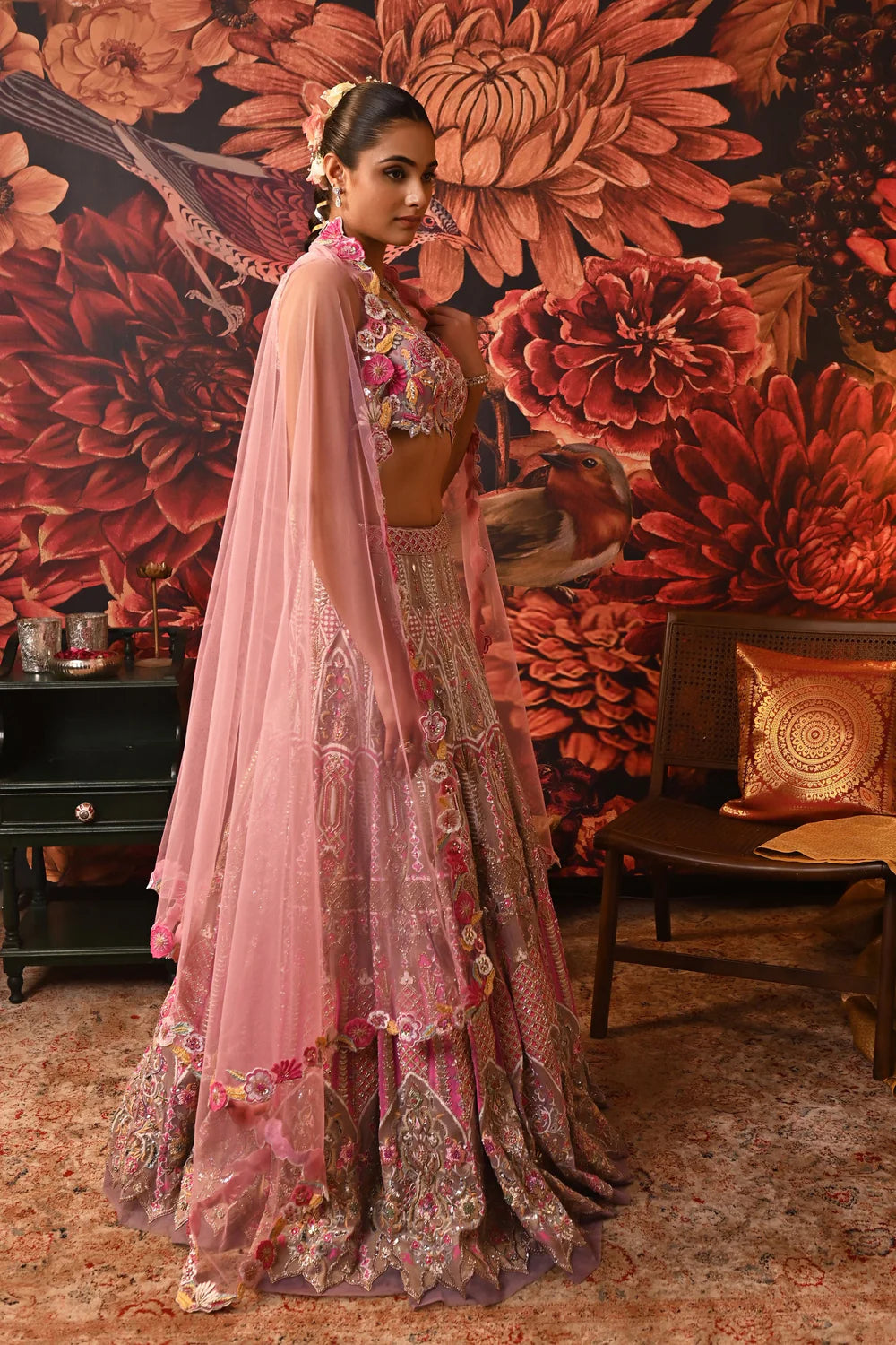 handcrafted Wedding Lehenga with sleeves