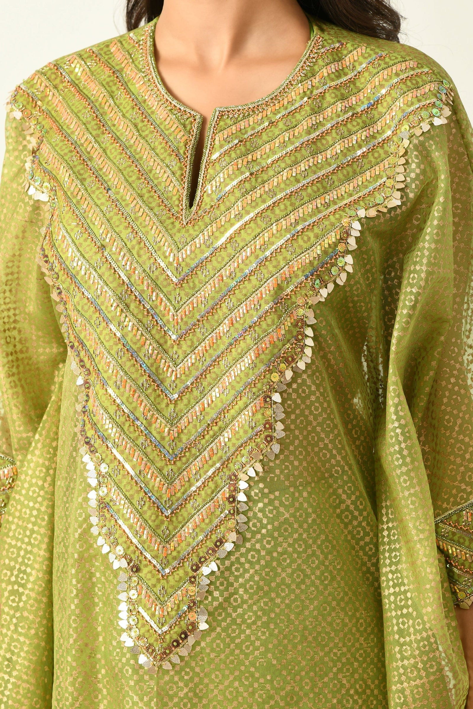 Green kaftan gown