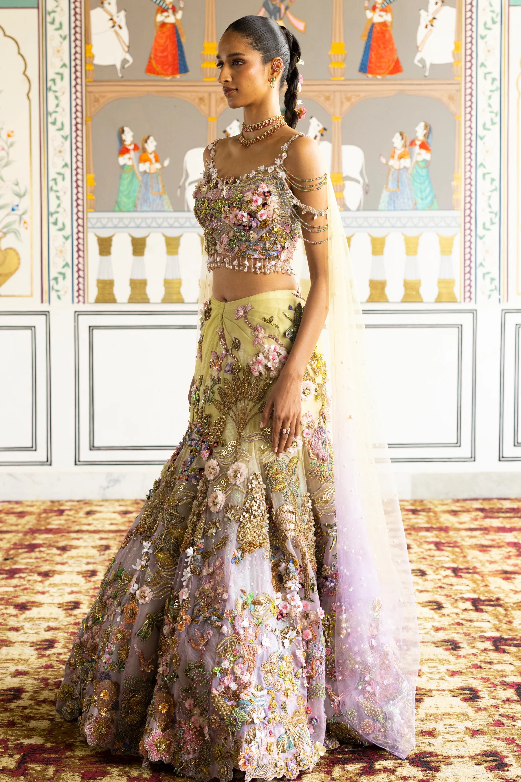 Organza fabric designer lehenga