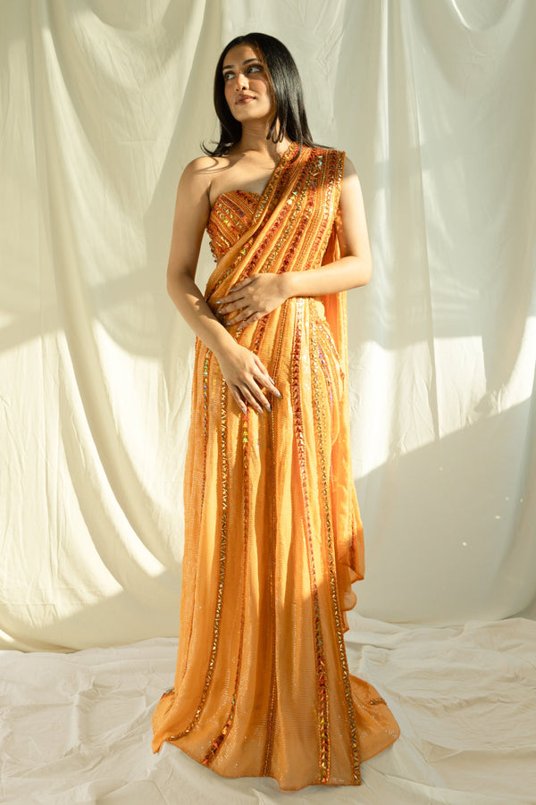 Zia Wedding Saree combining modern aesthetics with traditional charm for celebrations.
