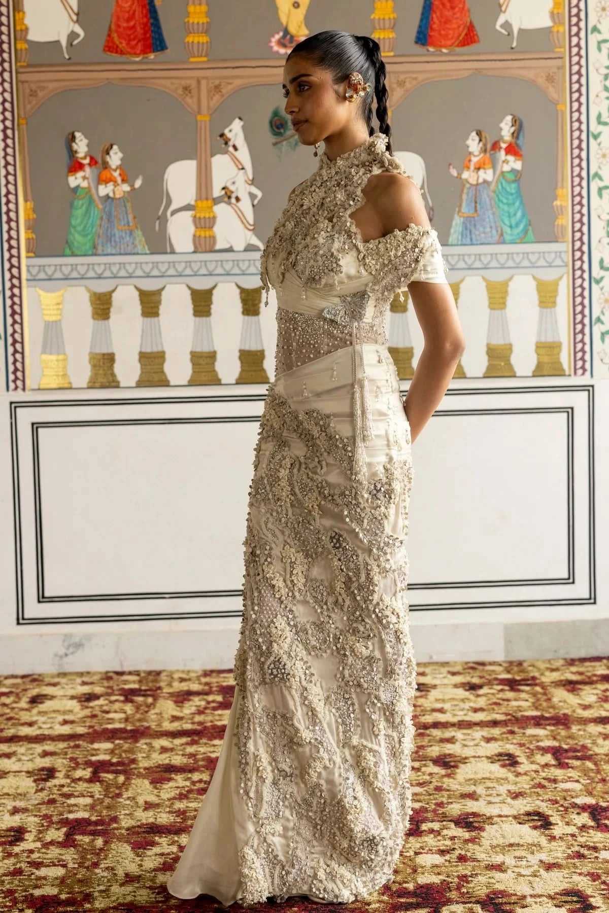 Hand Embroidered Designer Gown without cape 