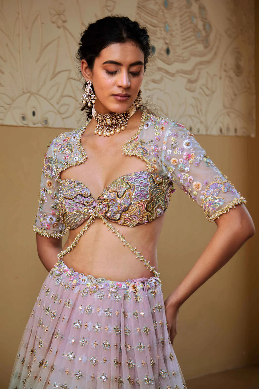 Butterfly Net Lehenga Designs with Blouse