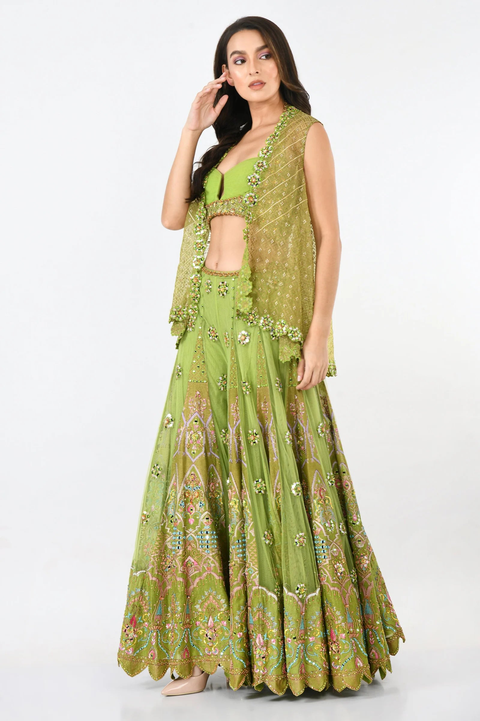 Shop Green Color stylish sharara Dress
