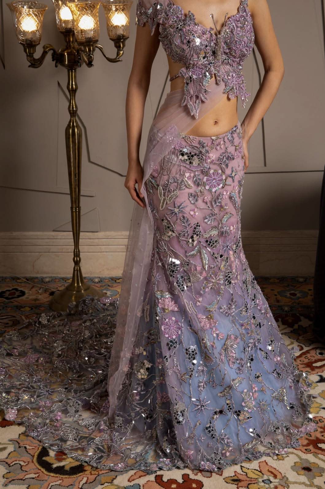 Butterfly Net Lehenga Designs with Blouse