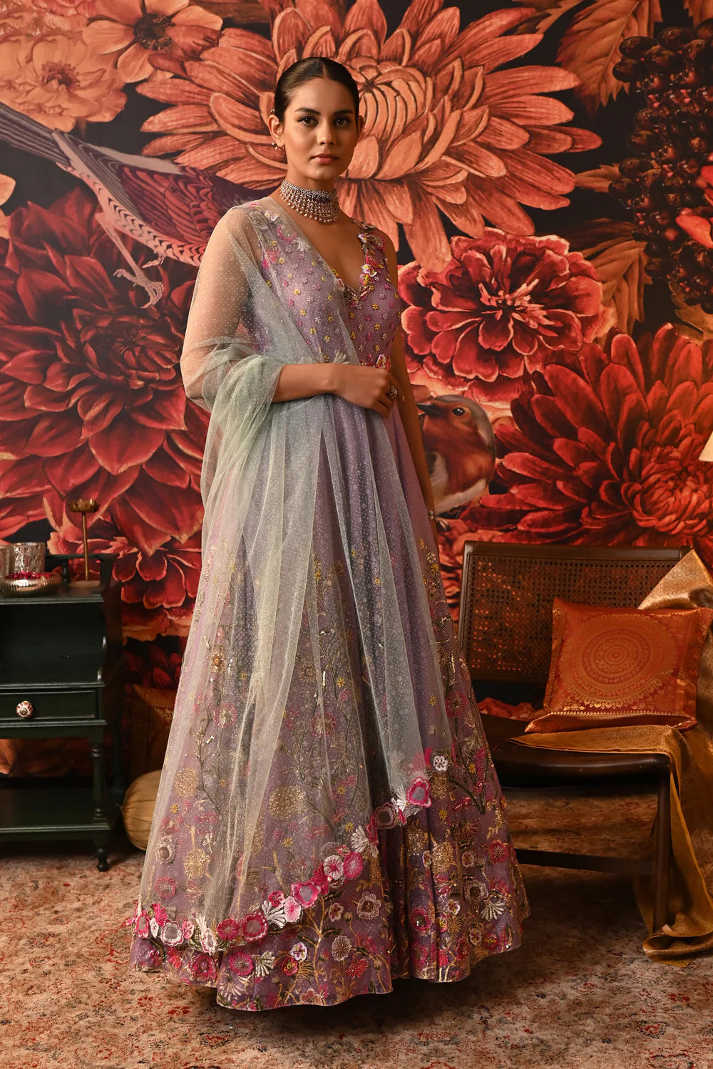 Party Wear Gown with full sleeves