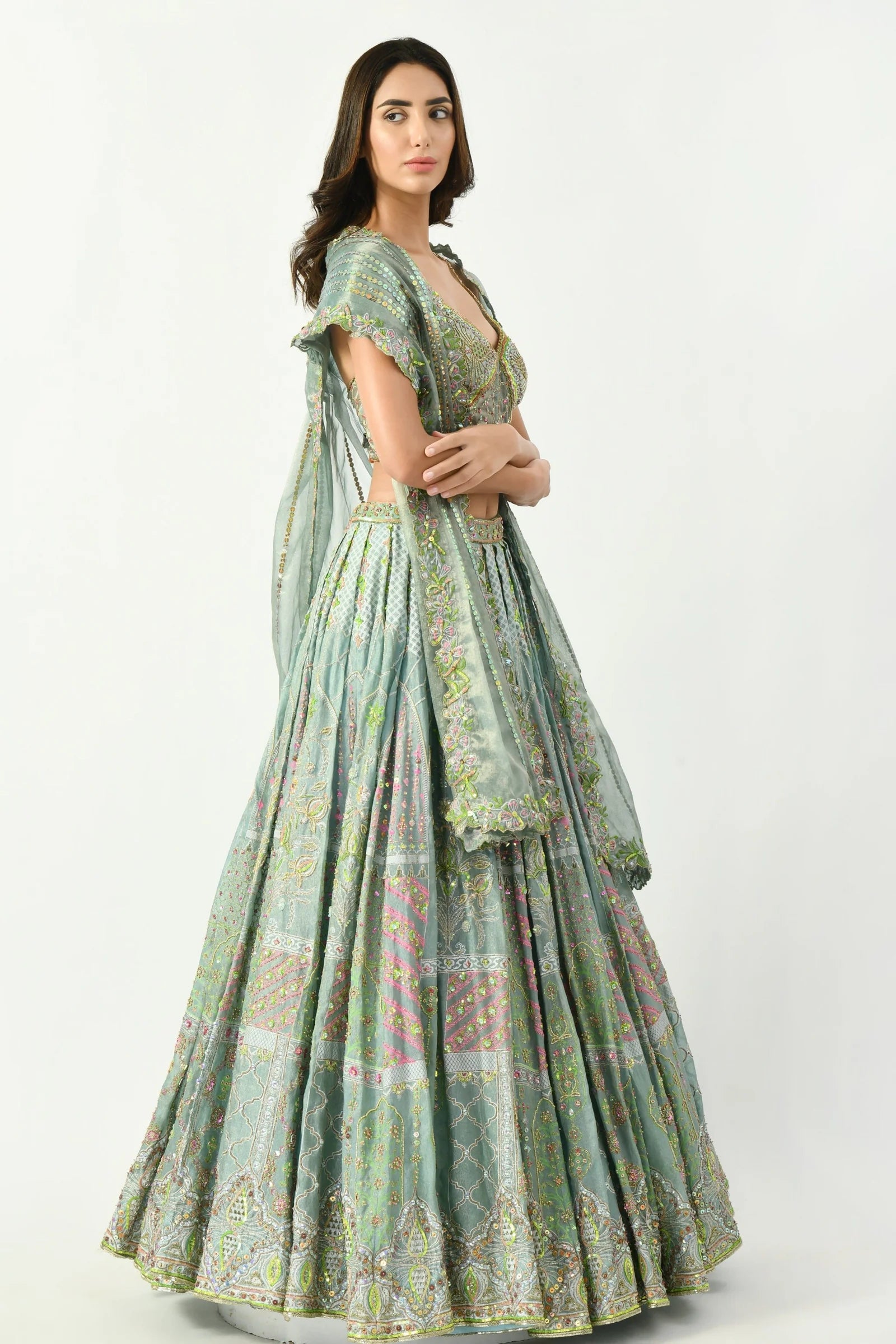 Multicolor stylish lehenga dress