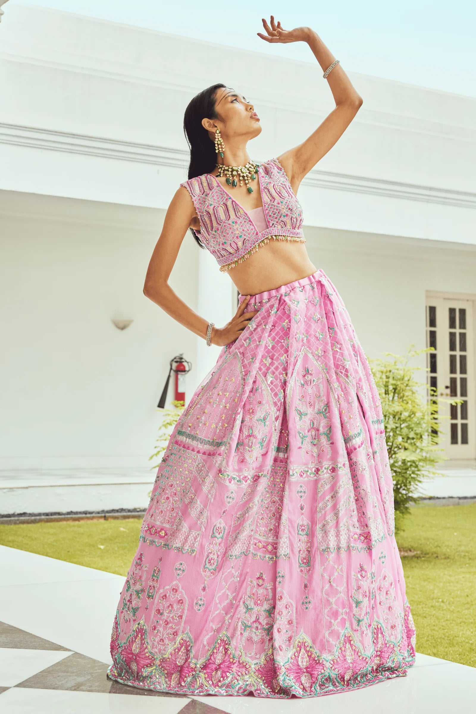pink traditional lehenga designs with blouse