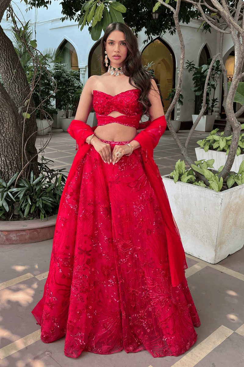 Red And Hindu Wedding Dresses For Bride Moledro: Tia Lehenga Buy