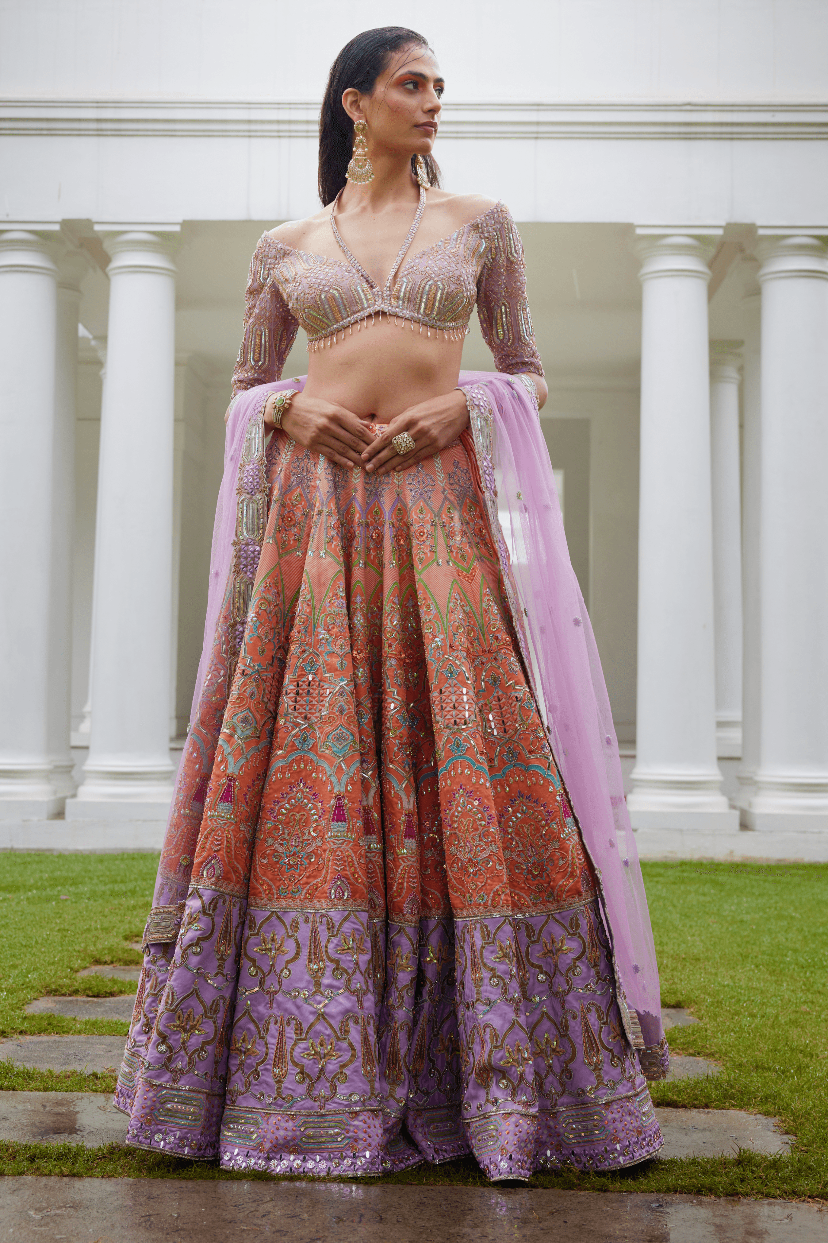 Husnah Backless Blouse Lehenga set
