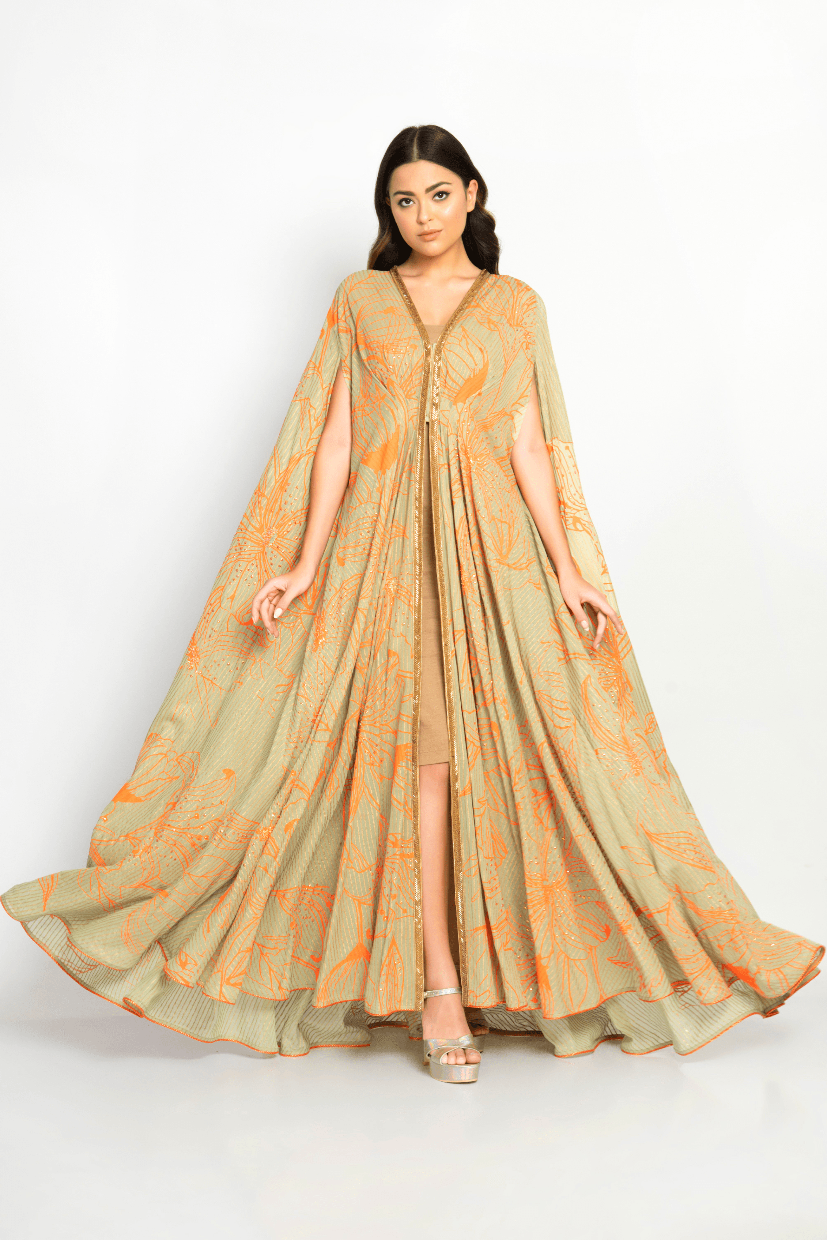 Noor Draped Kaftan offering a modern and comfortable outfit for celebrations.